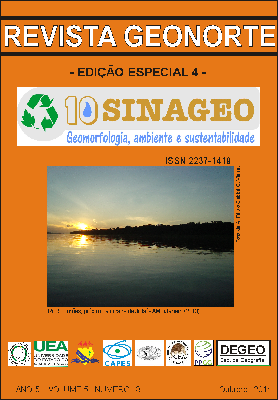 					Visualizar v. 5 n. 18 (2014): out./ Edição Especial 4: SINAGEO - Geomorfologia da Amazônia
				