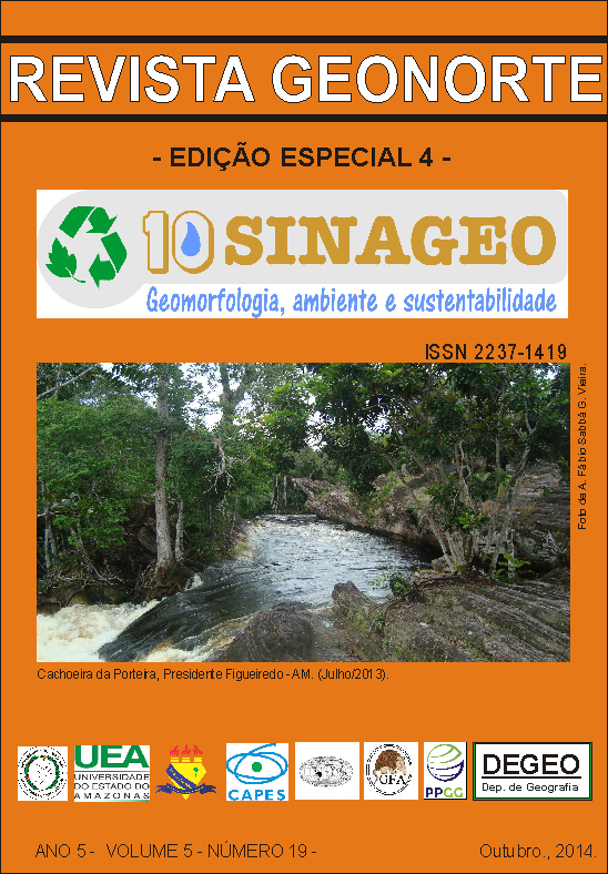					Visualizar v. 5 n. 19 (2014): out./ Edição Especial 4: SINAGEO - Geomorfologia Estrutural, Neotectônica e Cárste
				