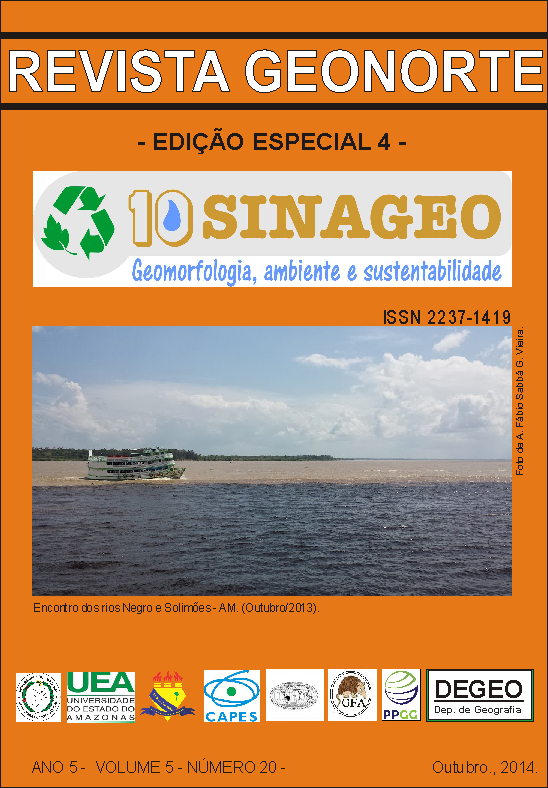 					Visualizar v. 5 n. 20 (2014): out./ Edição Especial 4: SINAGEO - Geomorfologia Fluvial
				