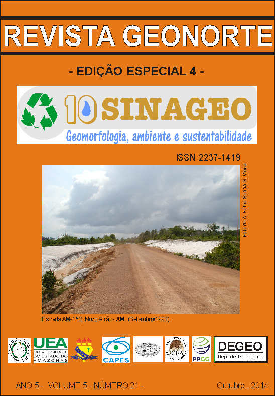 					Visualizar v. 5 n. 21 (2014): out./ Edição Especial 4: SINAGEO - Interações Pedo-Geomorfológicas
				