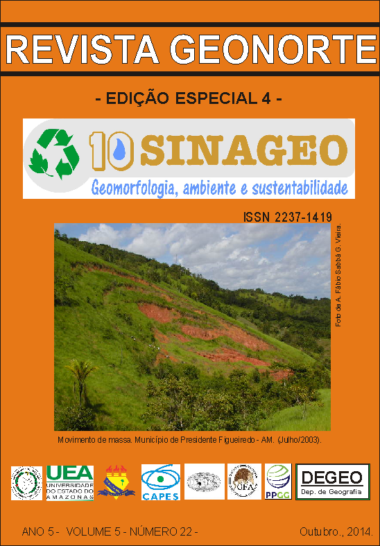 					Visualizar v. 5 n. 22 (2014): out./ Edição Especial 4: SINAGEO - Geomorfologia e Ensino
				