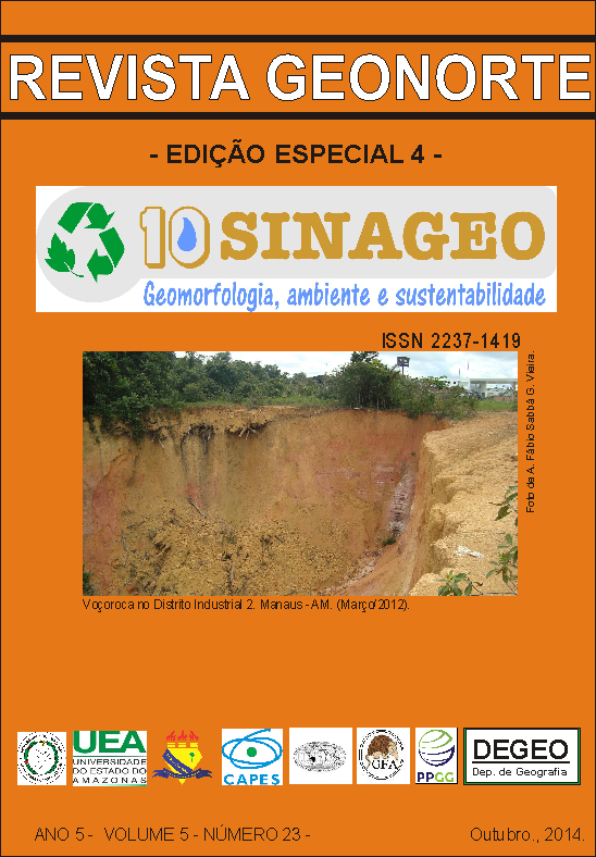 					Visualizar v. 5 n. 23 (2014): out./ Edição Especial 4: SINAGEO - Geomorfologia e Planejamento Ambiental
				